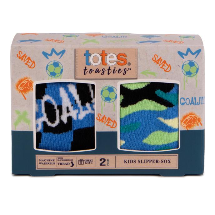totes toasties®  Kids Original Slipper-Sox (Twin Pack) Football / Camo Extra Image 3